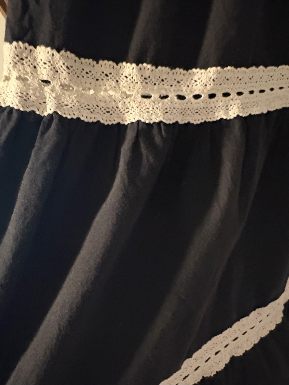 PINCH- Black Maxi Dress with Cream Lace Trim - Picture 5 of 7